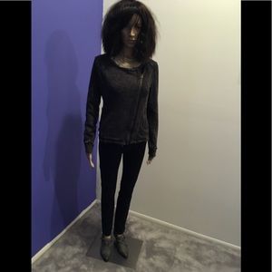 Terrycloth moto jacket super soft distressed style